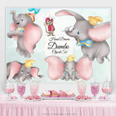 Lofaris Simple Cartoon Fly Elephant Birthday Backdrop Banner